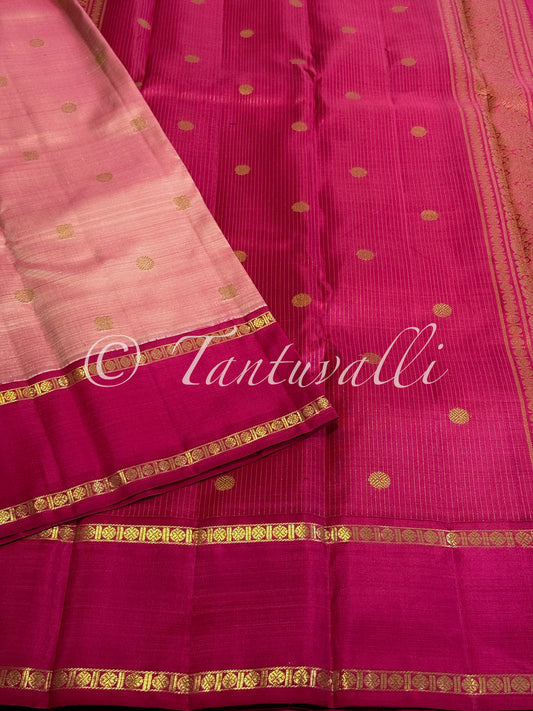 Vintage Shanmugi Color (Onion Pink) And Arakku Korvai Pure Zari