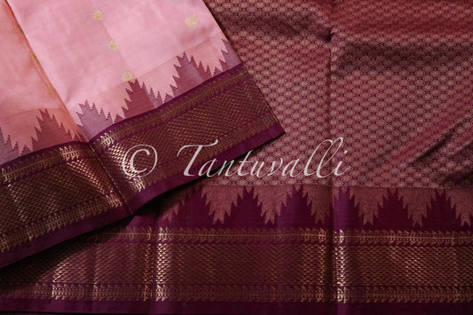 Peachy Pink with Magenta Korvai