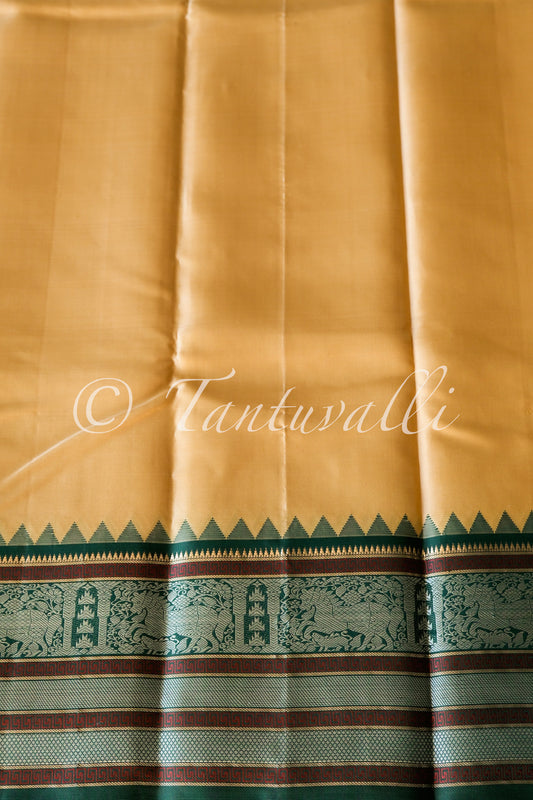 Butter Yellow Bottle Green Korvai Kalakshethra