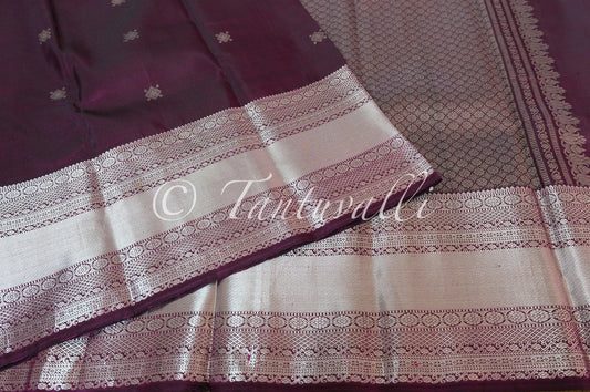 Deep Purple Silver Zari Self Border