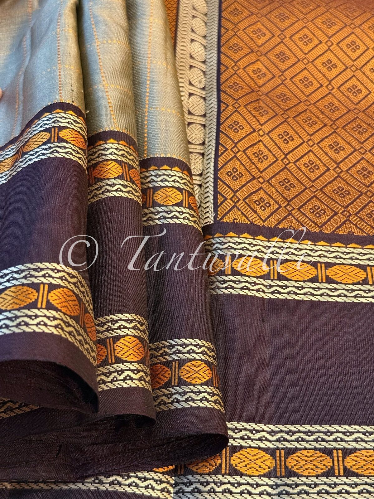 Cement Grey Checks with Dark Kanchana Korvai No Zari Kalakshethra