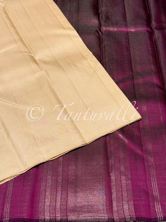 Cream Vaira Oosi Kattam Borderless with Vaadaamalli Pallu