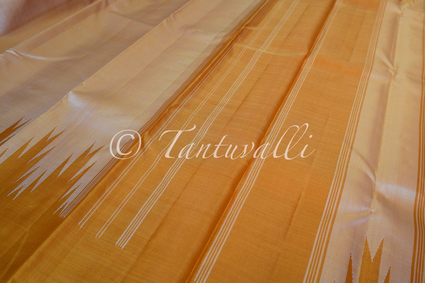 Sandal Orange Dual Tone Temple Border No Zari