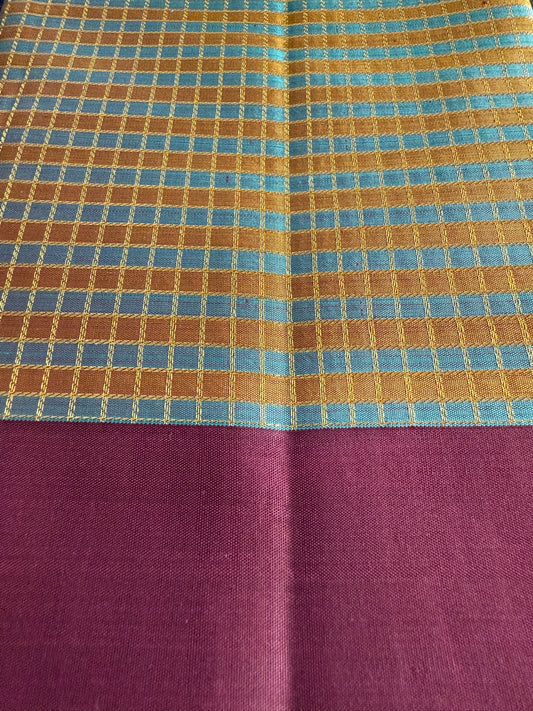 Olive green with Aubergine Korvai