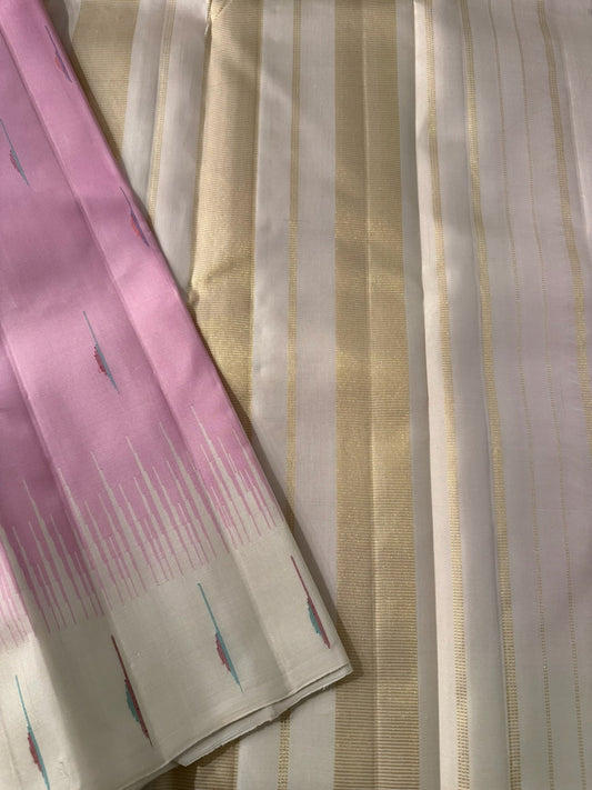 Baby pink with Ivory Plain Border