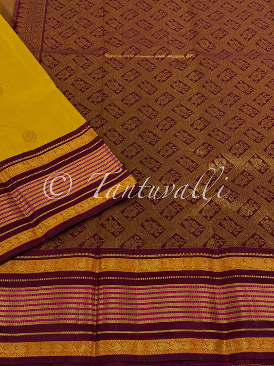 Turmeric Yellow and Maroon Varisaipet Korvai