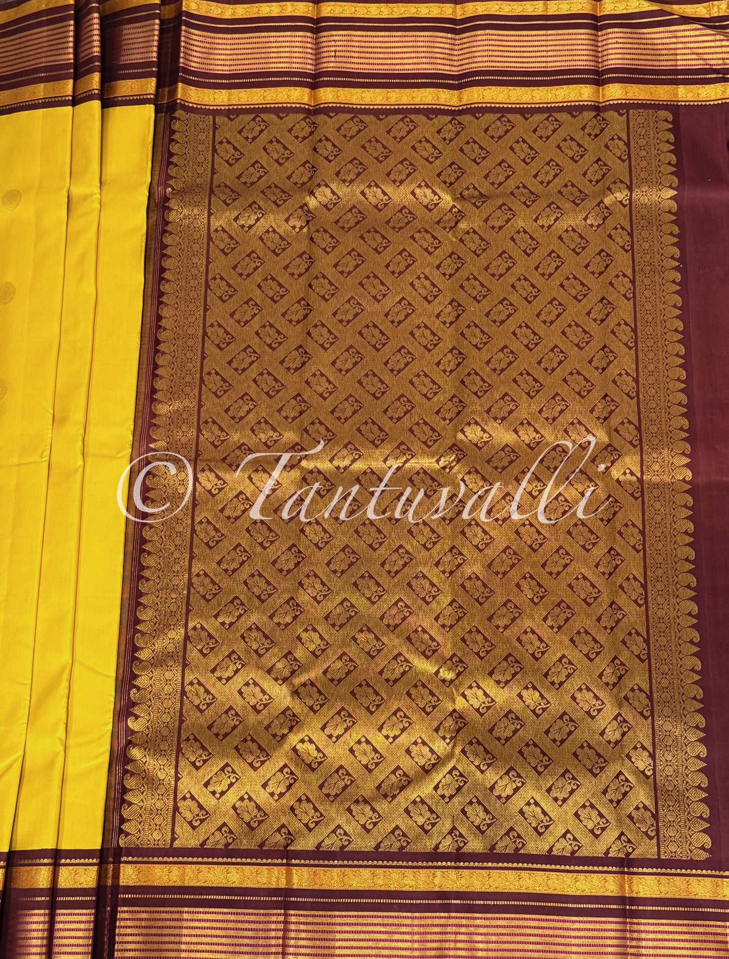 Turmeric Yellow and Maroon Varisaipet Korvai