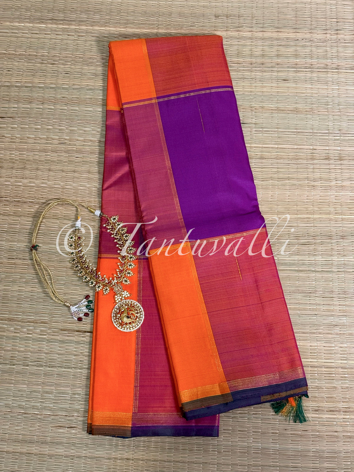 Large Paalum Pazhamum Checks Borderless with Mayil Kazhuthu Pallu
