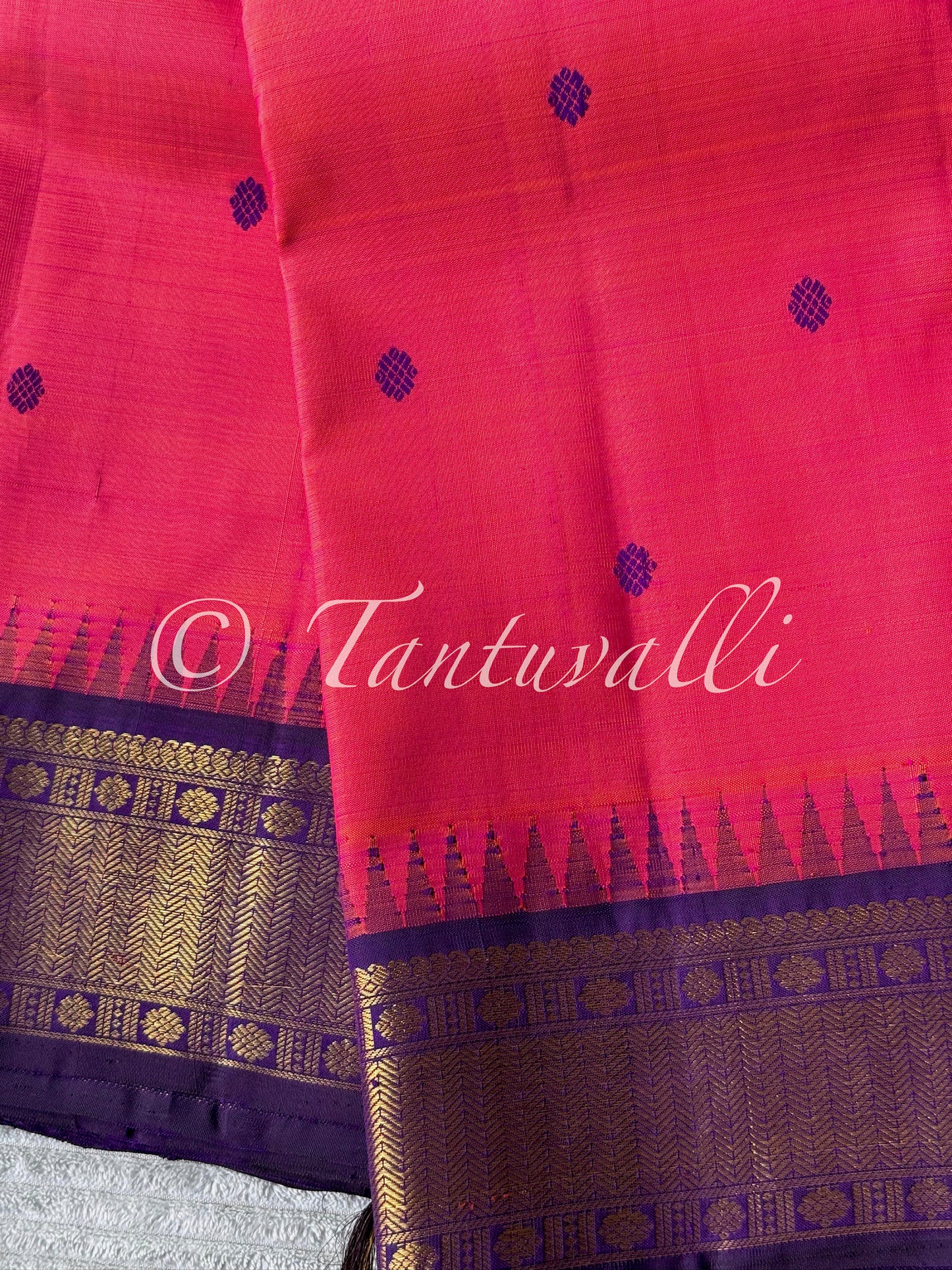 Rani Pink Shot Orange with Violet Korvai