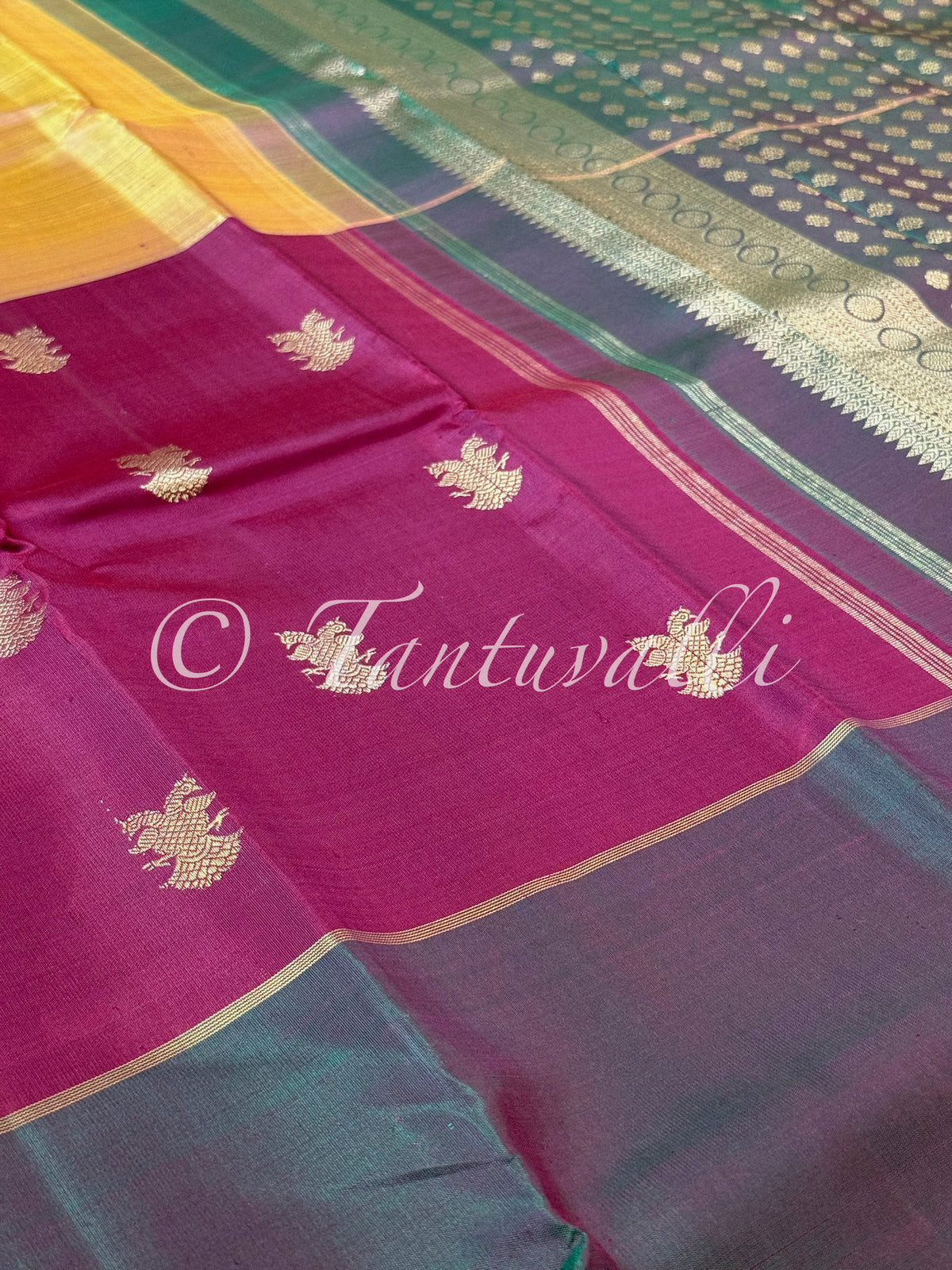 Manthulir Wine Mustard Muppagam Pure Zari