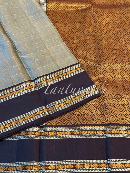 Cement Grey Checks with Dark Kanchana Korvai No Zari Kalakshethra