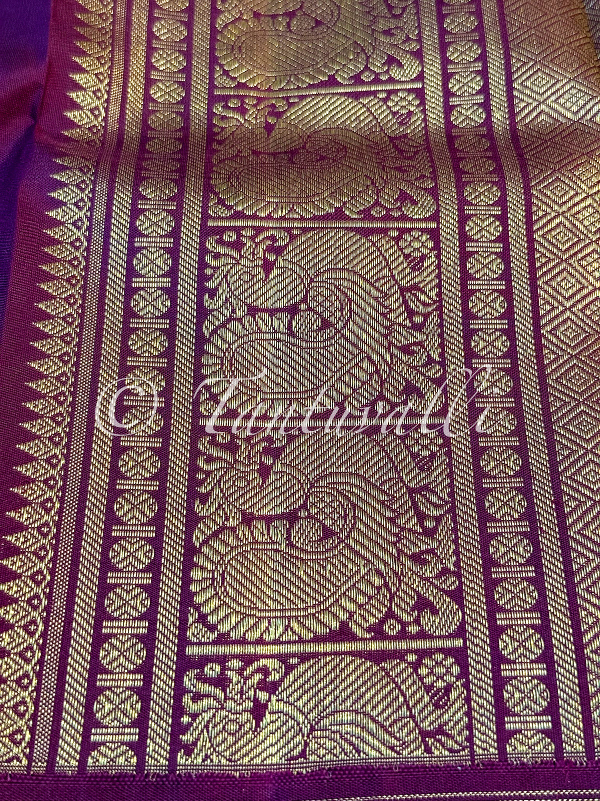 Dark Green Shot Maroon Pure Zari with Wine Bodi Korvai