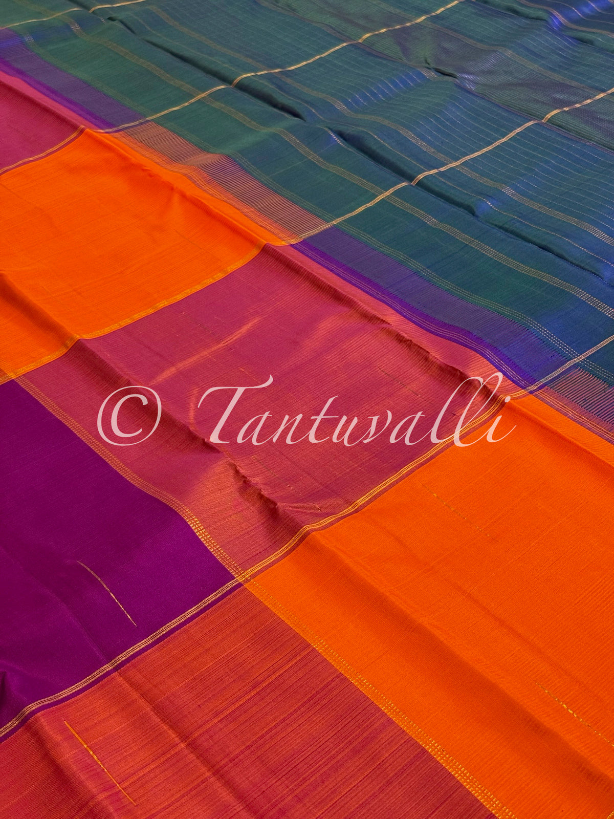 Large Paalum Pazhamum Checks Borderless with Mayil Kazhuthu Pallu