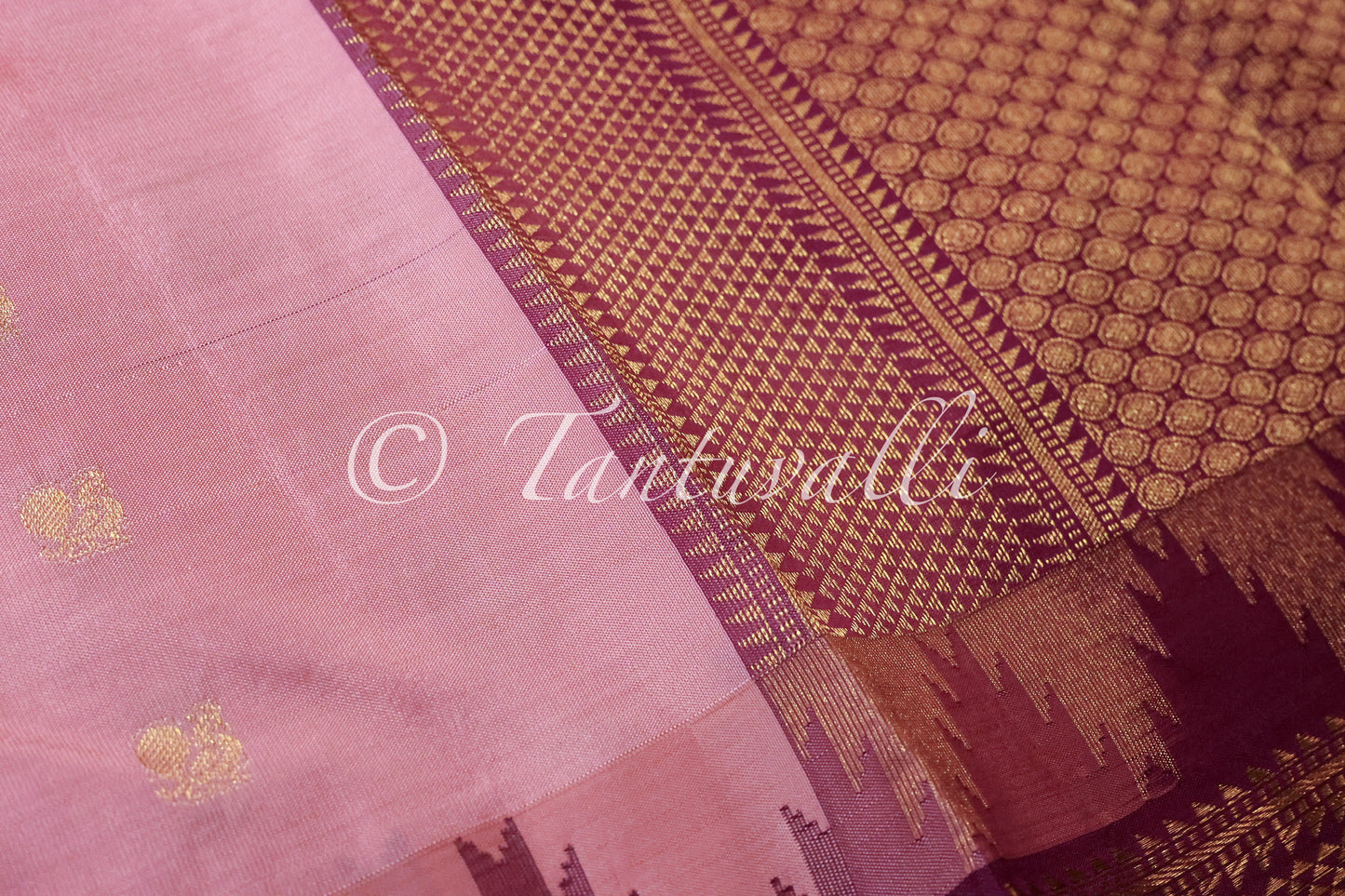 Peachy Pink with Magenta Korvai