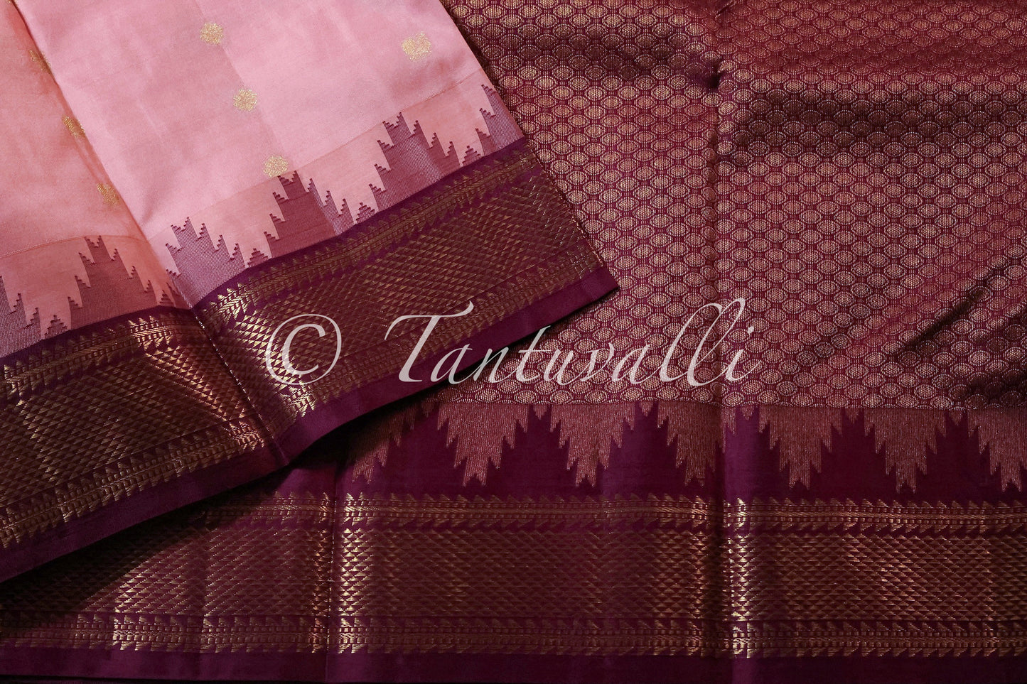 Peachy Pink with Magenta Korvai