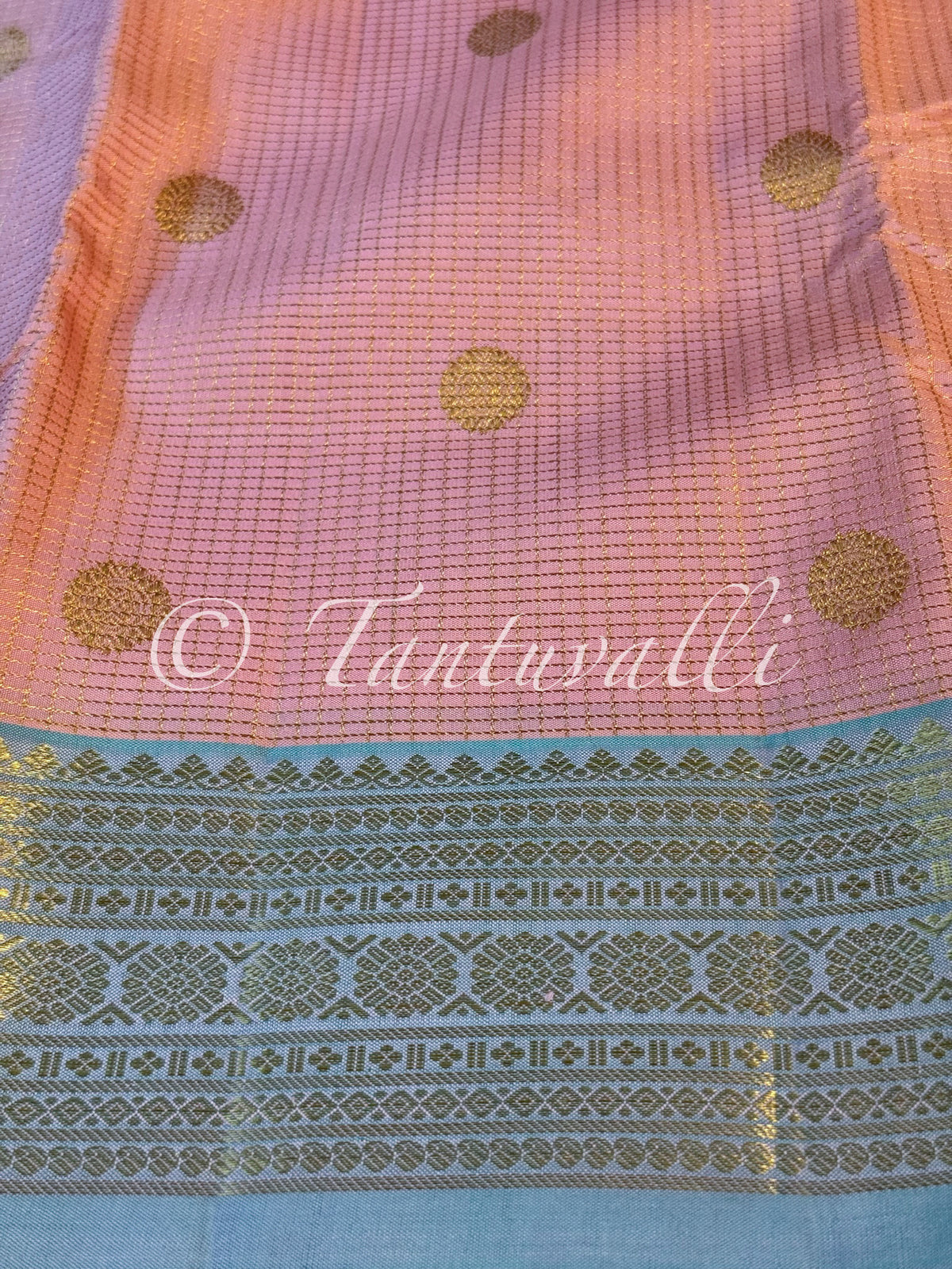 Baby Pink Podi Kattam and Baby Blue Contrast Border