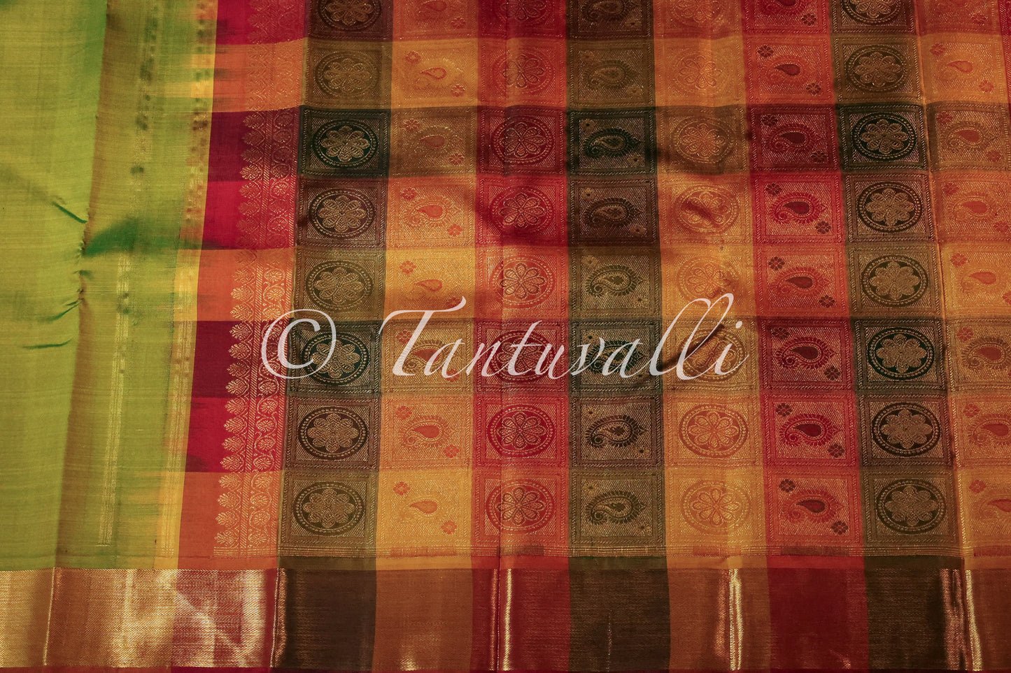 Sneha Green Small Border Partly Pallu