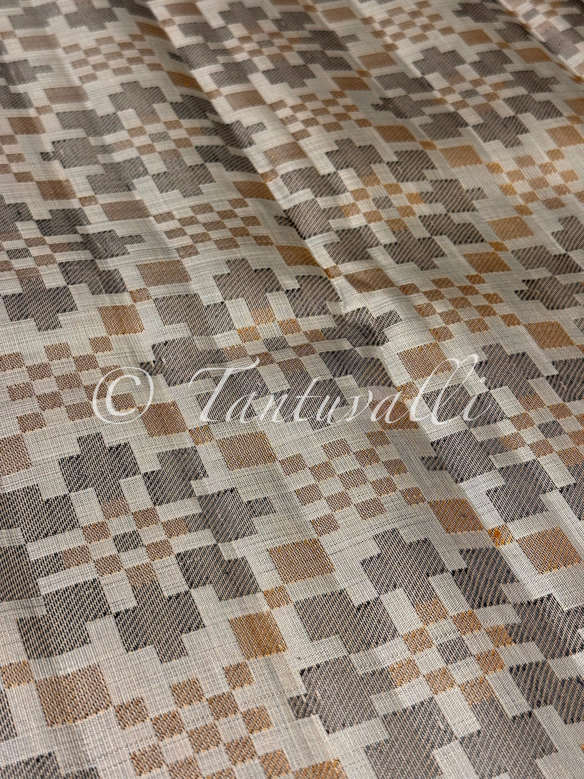 Black Borderless Fusion Ikat Pallu Pure Zari
