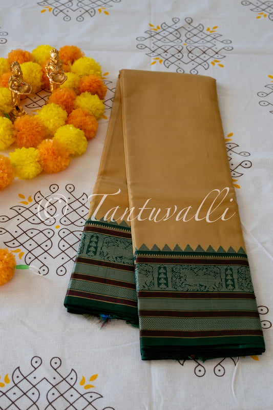 Butter Yellow Bottle Green Korvai Kalakshethra