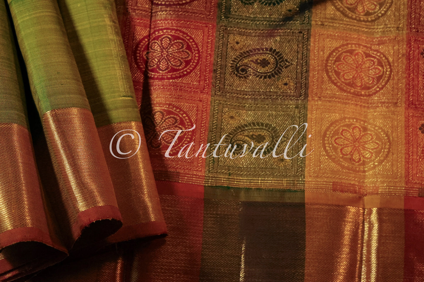 Sneha Green Small Border Partly Pallu