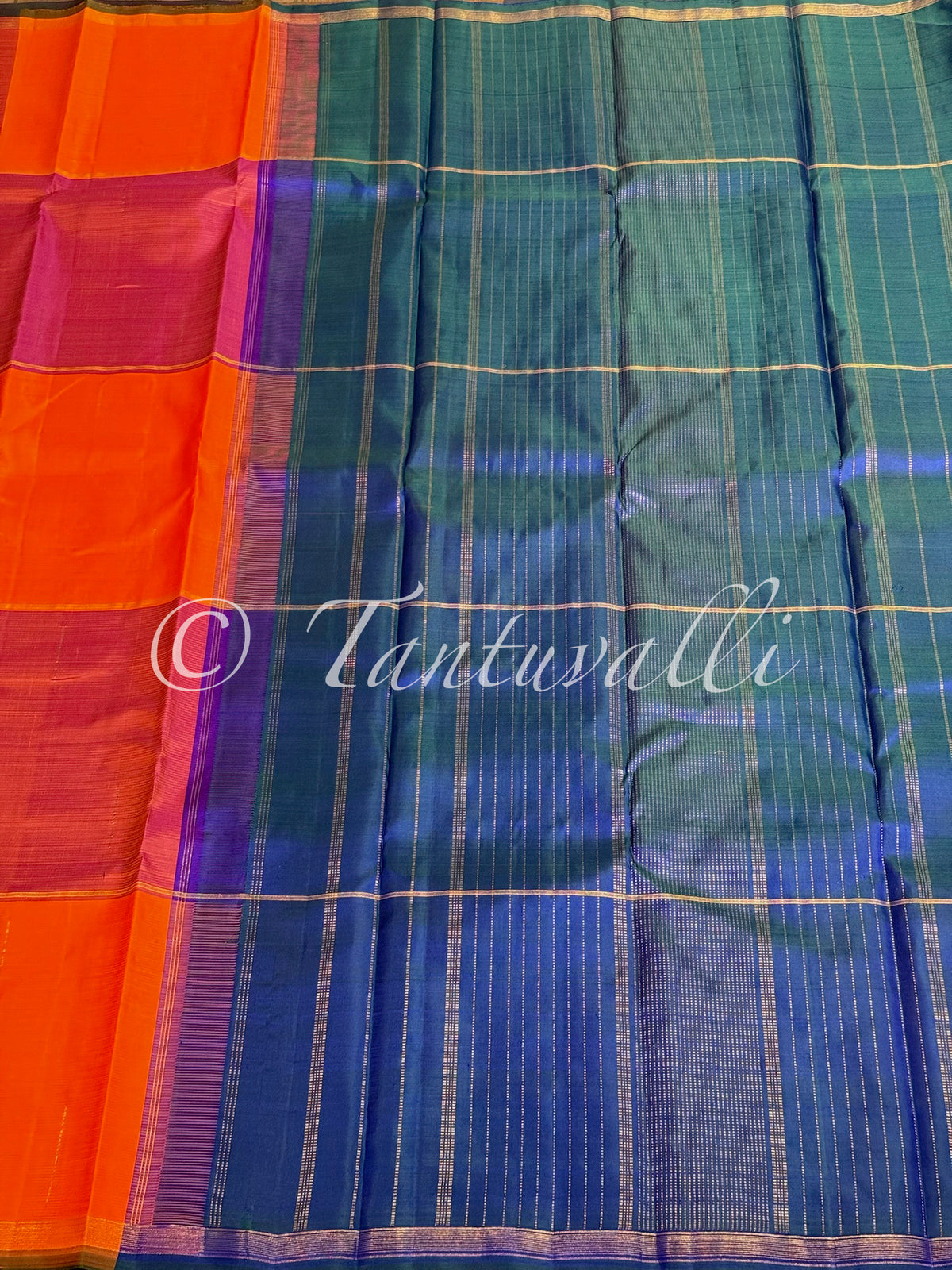 Large Paalum Pazhamum Checks Borderless with Mayil Kazhuthu Pallu