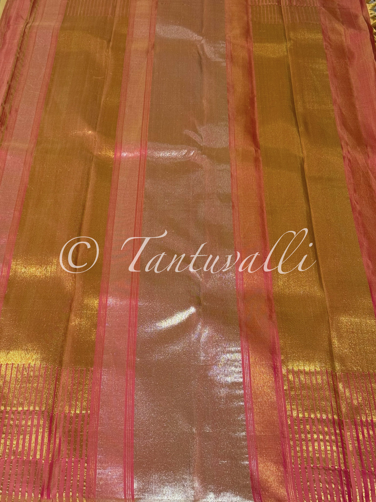 Cream 8 Kol Multi Color Checks Temple Korvai