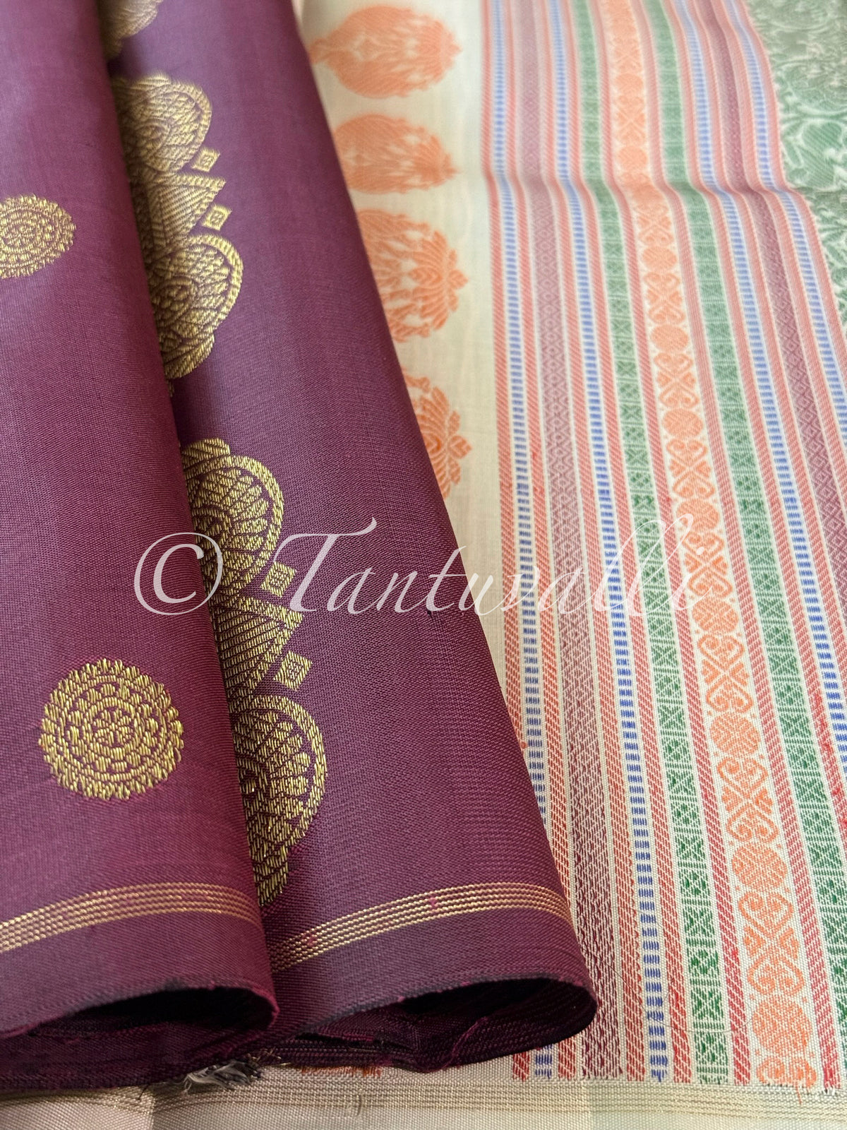 Dark Wine Borderless with Meenakari Pallu Pure Zari
