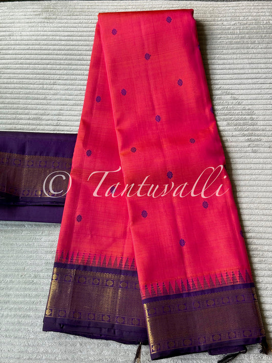 Rani Pink Shot Orange with Violet Korvai