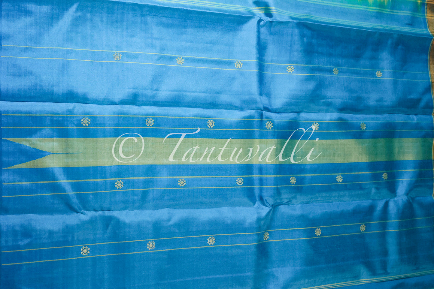 Lemon Yellow with Teal and Blue Ganga Jamuna
