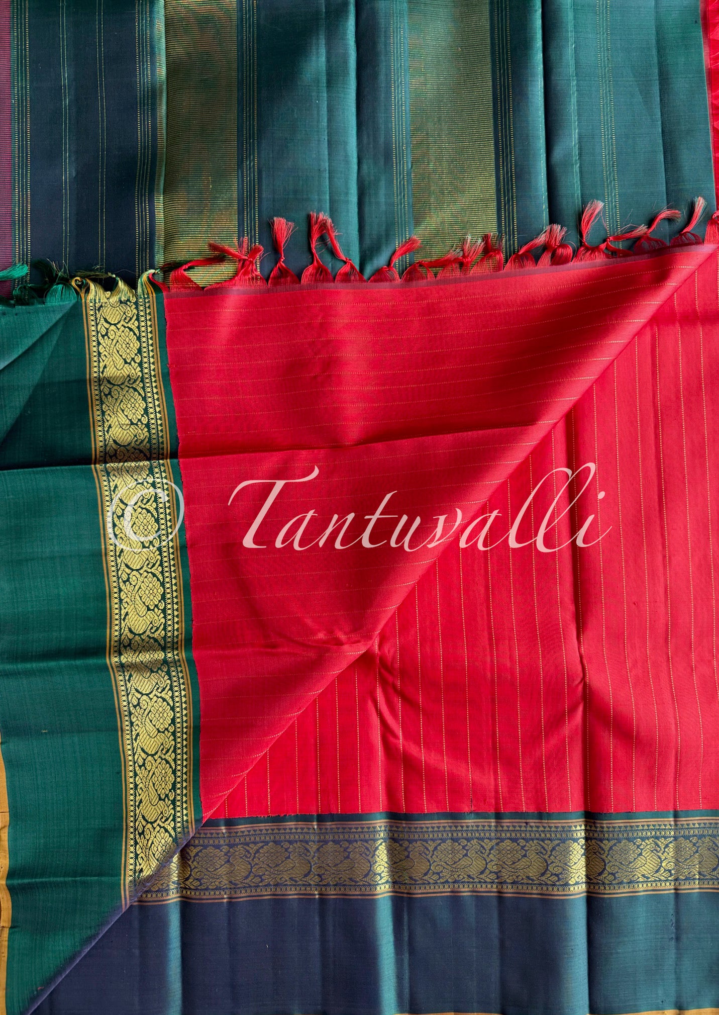 Chilli red with Bottle green korvai