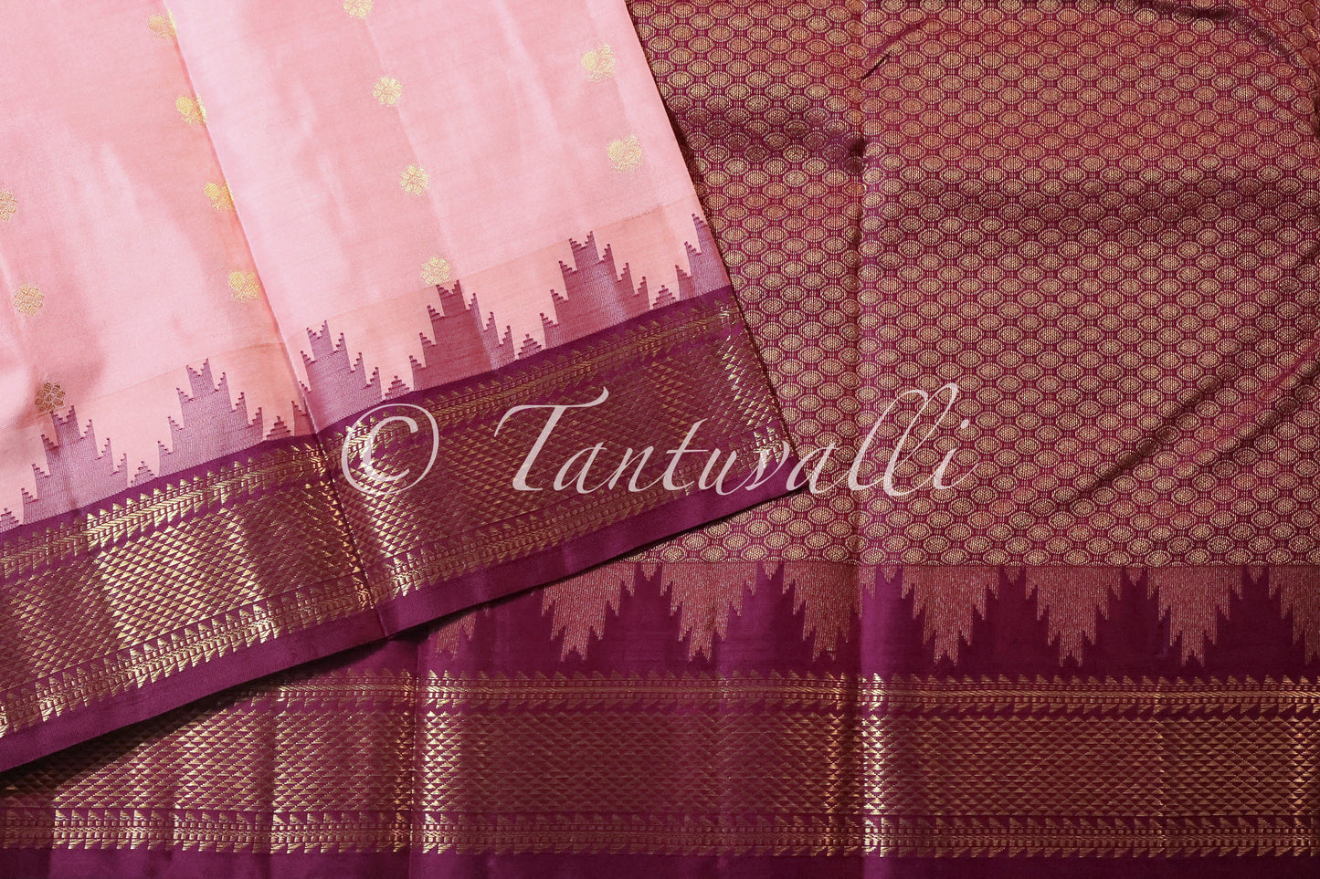 Peachy Pink with Magenta Korvai
