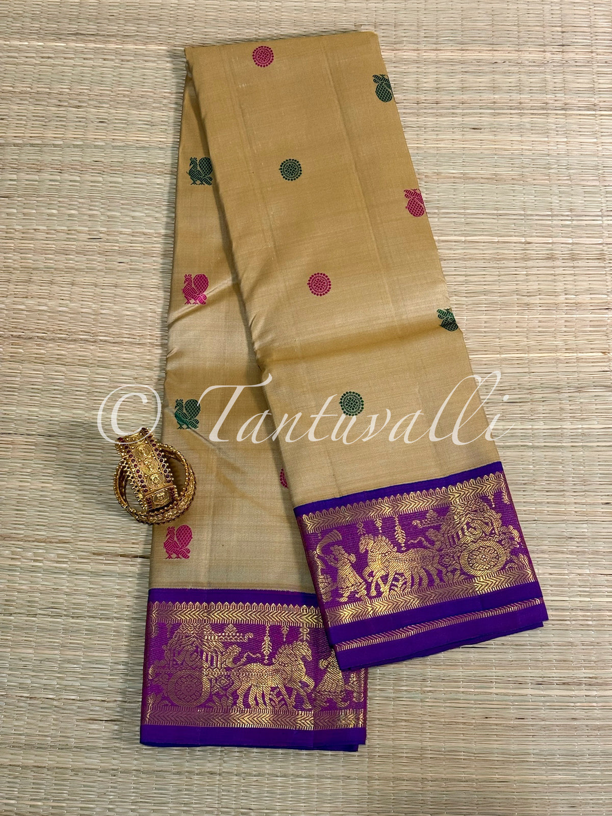 Biscuit and Violet Palanquin Procession Korvai