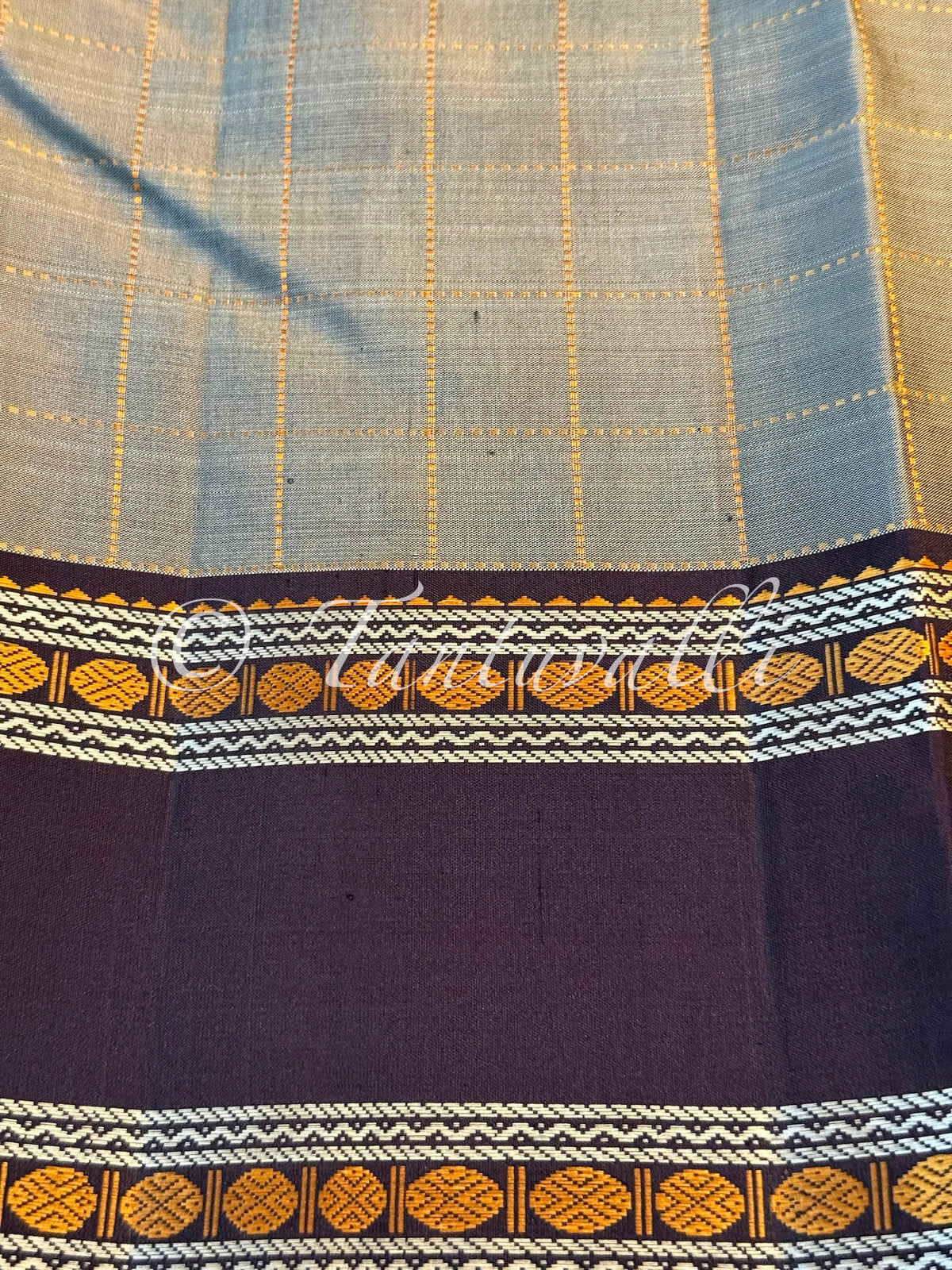 Cement Grey Checks with Dark Kanchana Korvai No Zari Kalakshethra