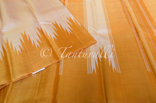 Sandal Orange Dual Tone Temple Border No Zari