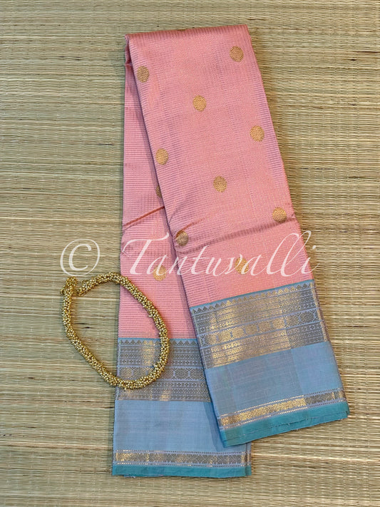 Baby Pink Podi Kattam and Baby Blue Contrast Border