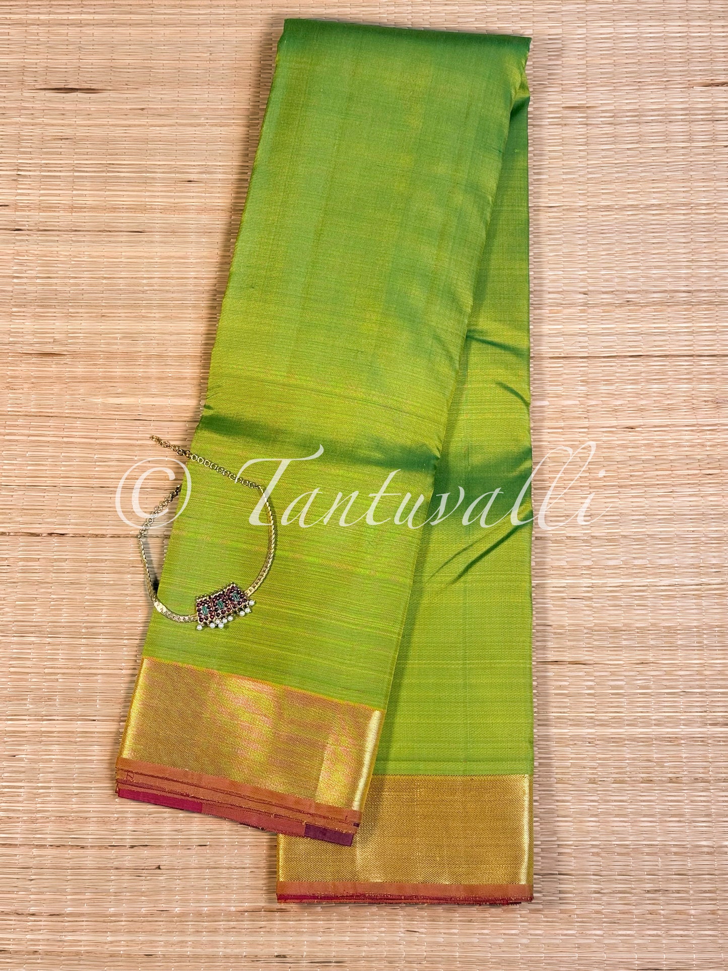 Sneha Green Small Border Partly Pallu