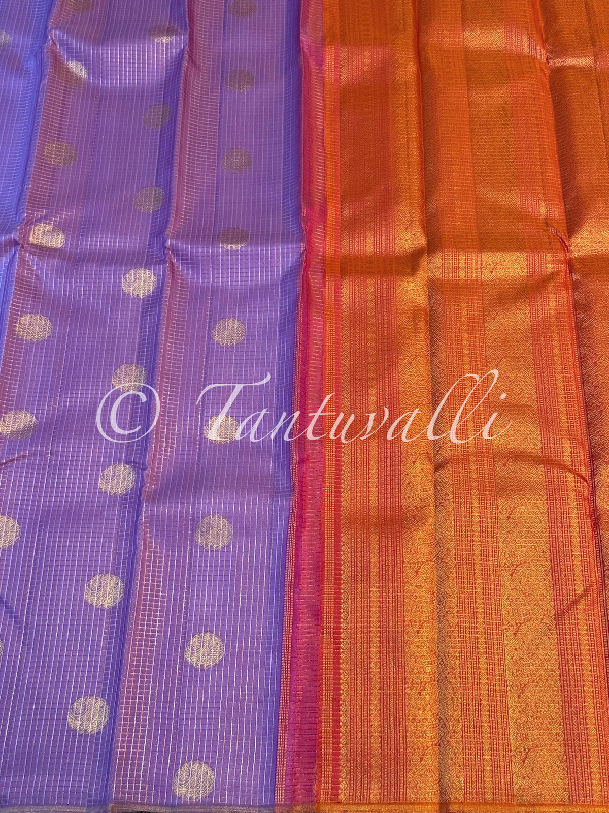 December Poo Oosi Kattam Borderless with Warm Orange Pallu