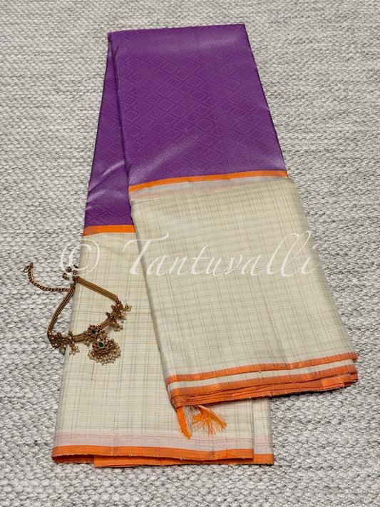 Lavender Fusion Bandhani Meenakari with Ivory Long Border Pure Zari