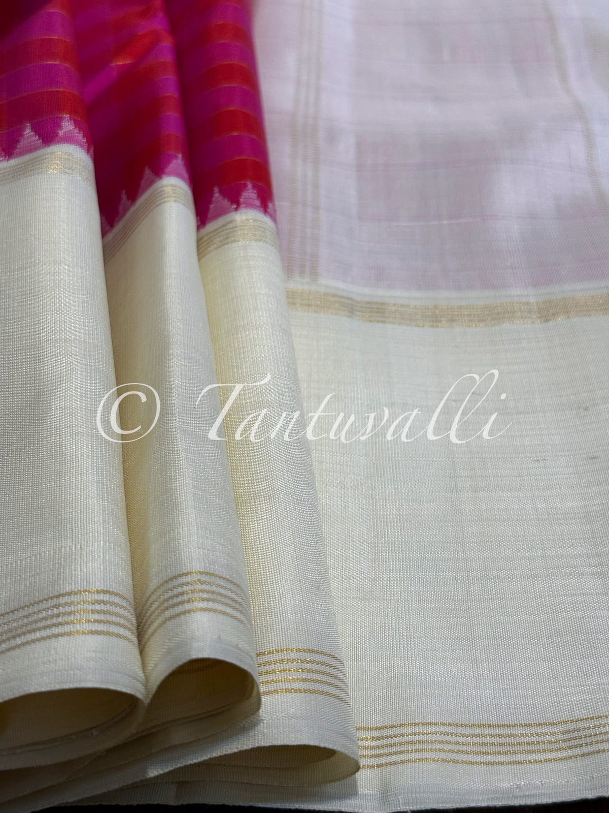 Pink and Red Multi Color Checks with Ivory Bodi Korvai