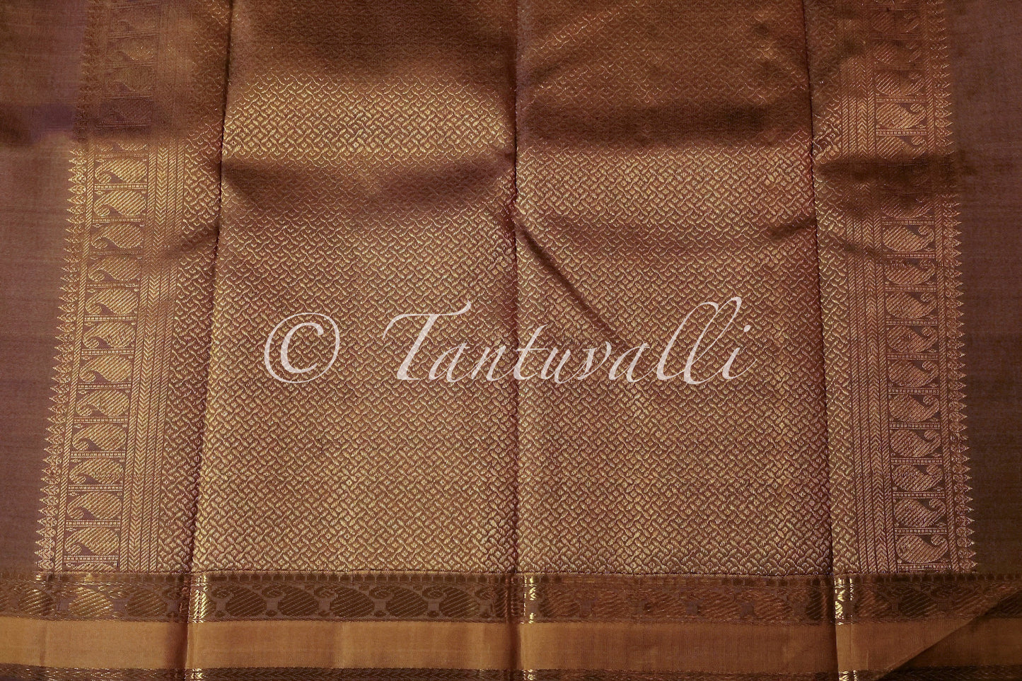 Peachy Rose with Mehendi Green Small Korvai