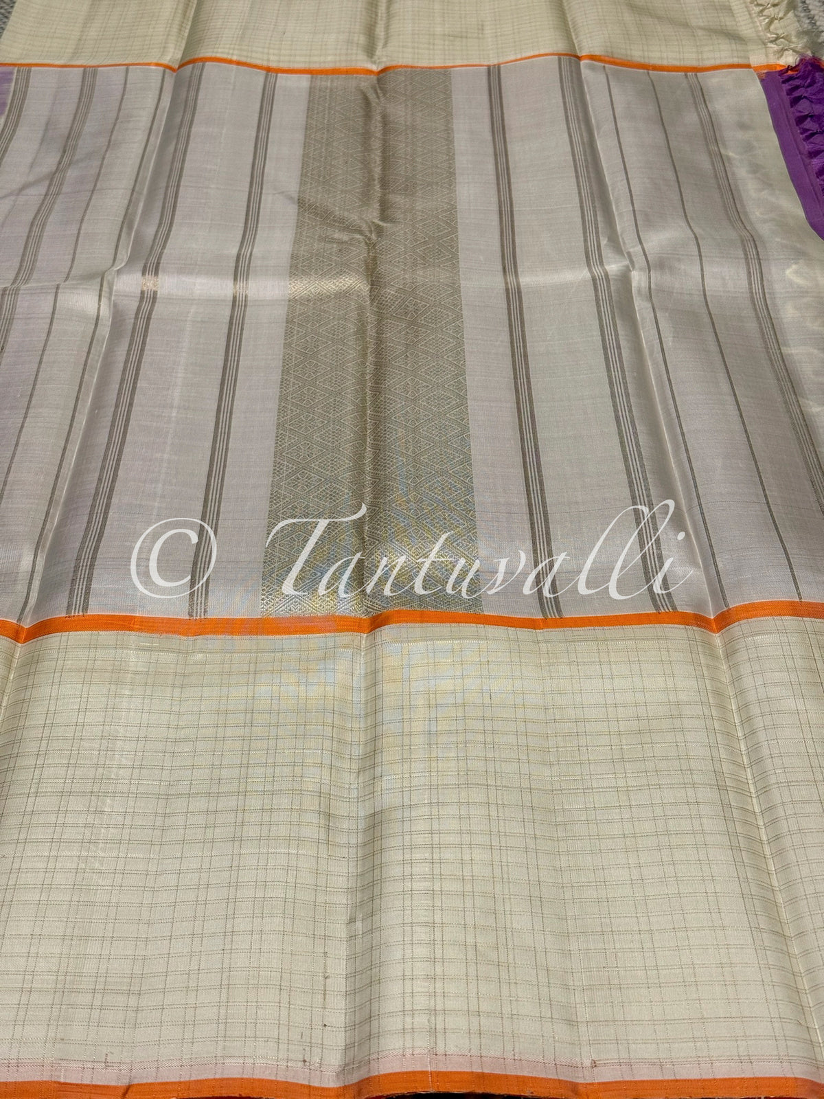 Lavender Fusion Bandhani Meenakari with Ivory Long Border Pure Zari