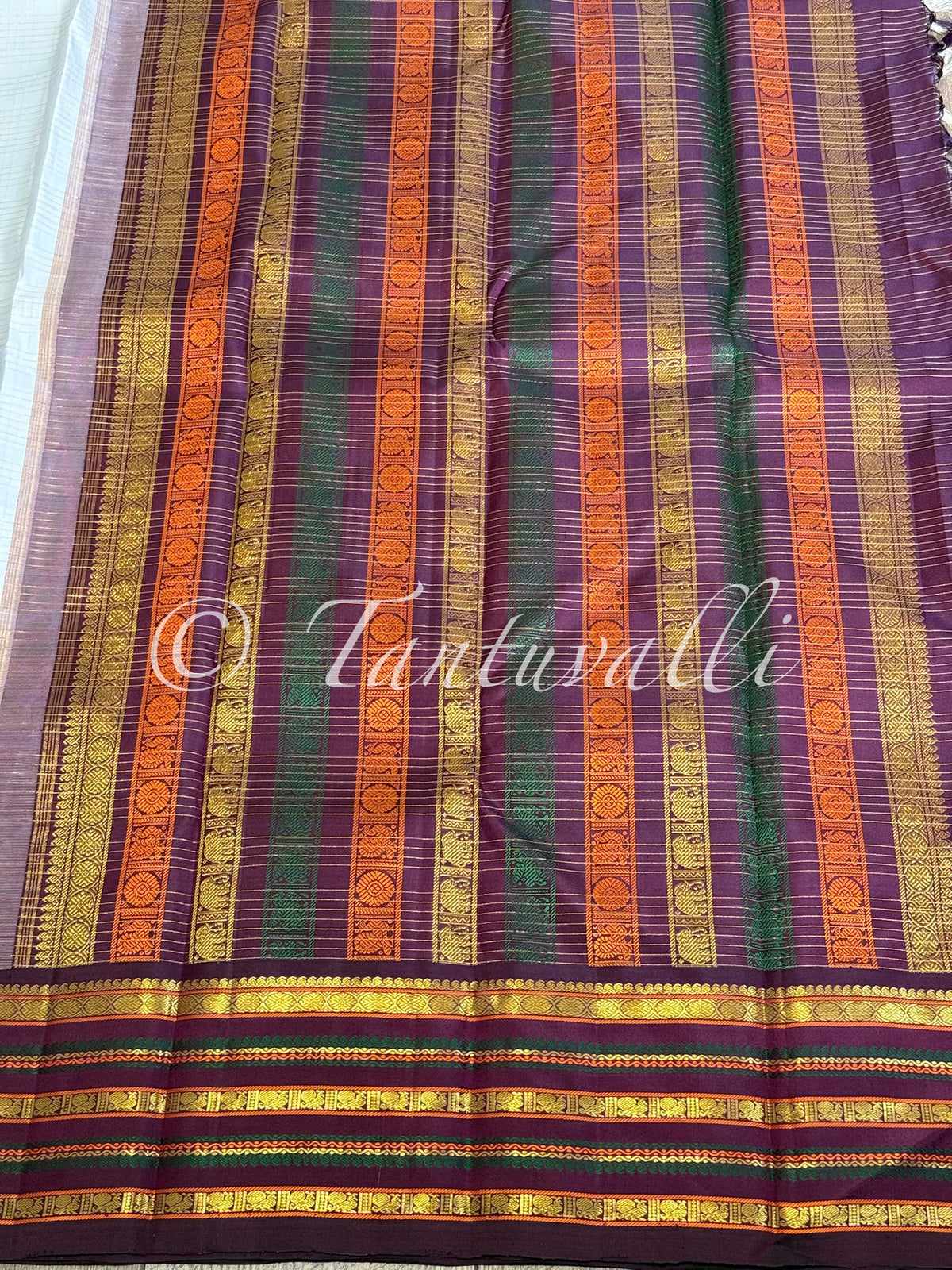 Ice Blue Oosi Kattam and Kanchana Varisaipet Border and Pallu