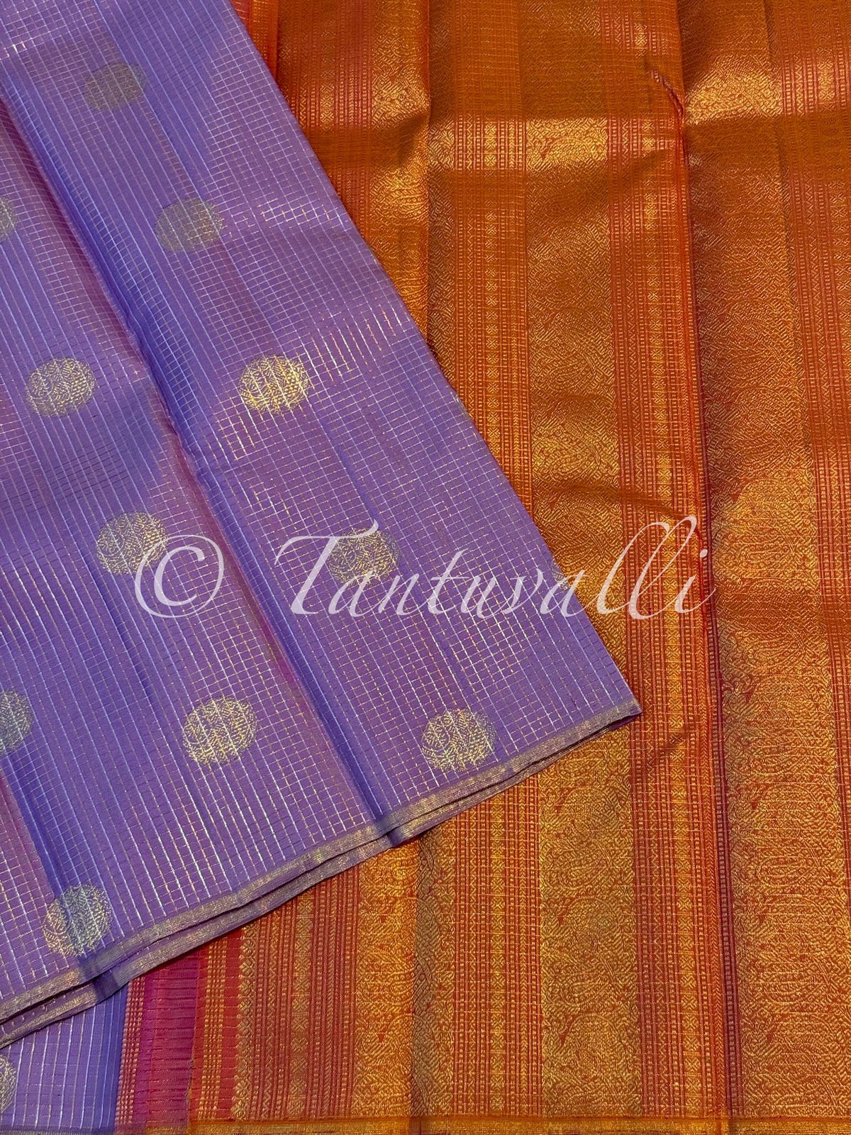 December Poo Oosi Kattam Borderless with Warm Orange Pallu