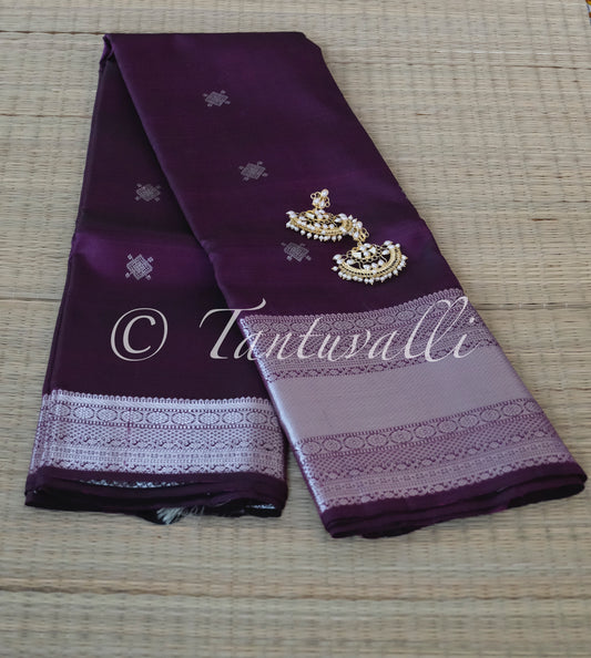 Deep Purple Silver Zari Self Border