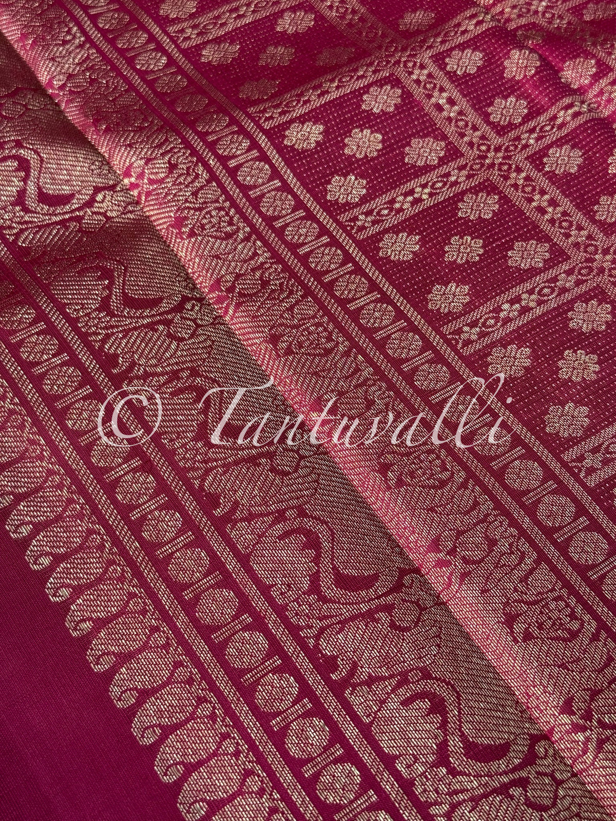 Grey and Red Borderless Pure Zari