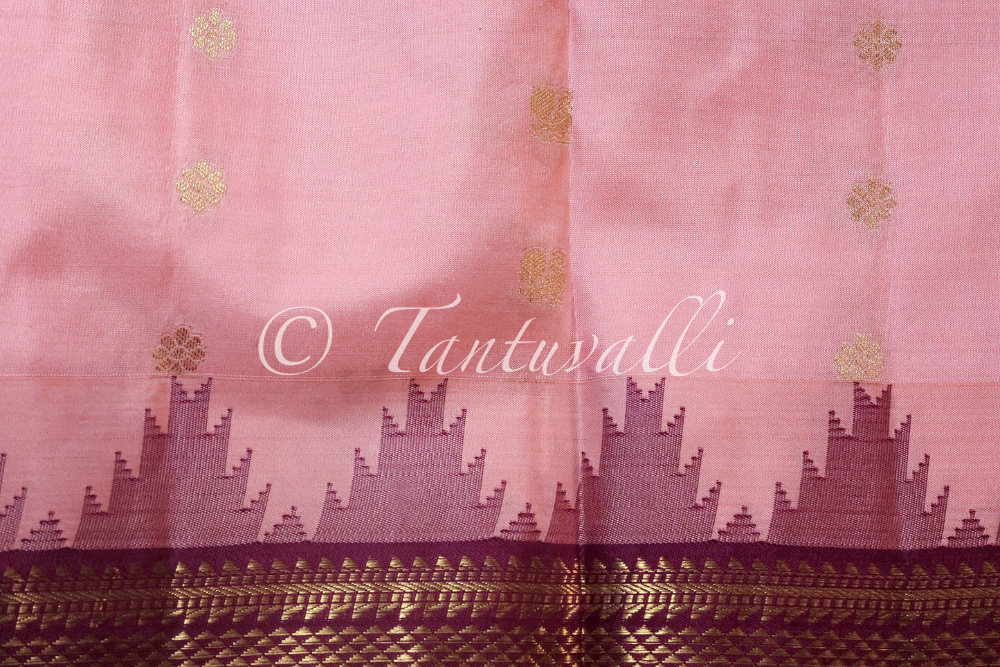 Peachy Pink with Magenta Korvai