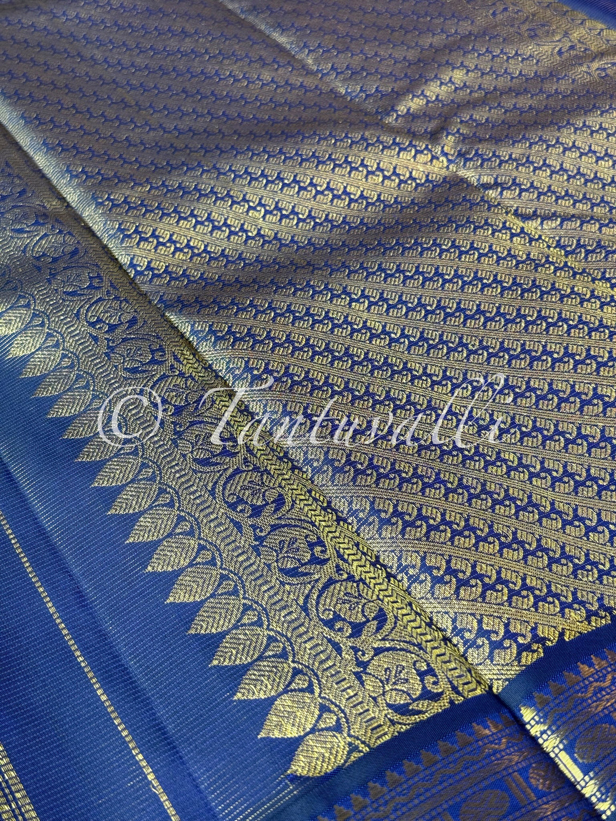 Fanta Orange Vaira Oosi with Navy Blue Korvai