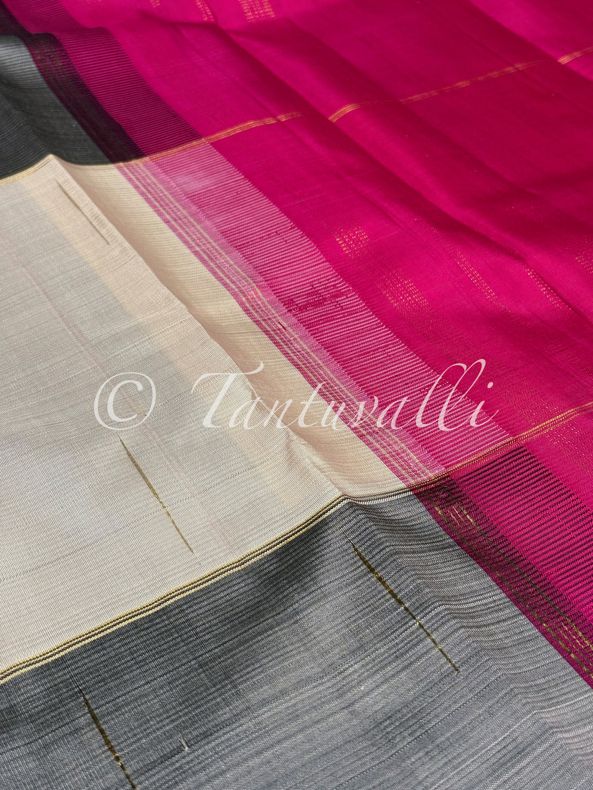 Multi Color Large Checks Borderless with Rani Pink Pallu
