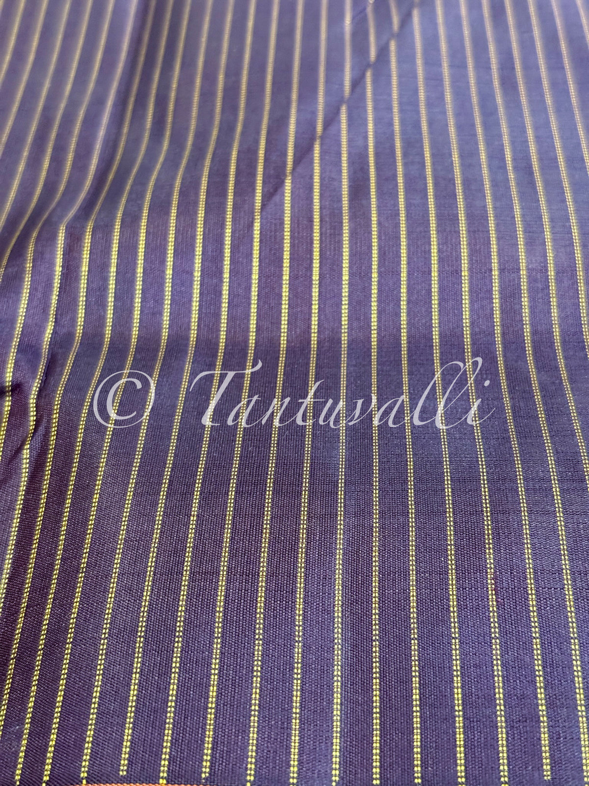 Dark Paaku Zari Stripes With Dark Oil Mustard Contrast Border