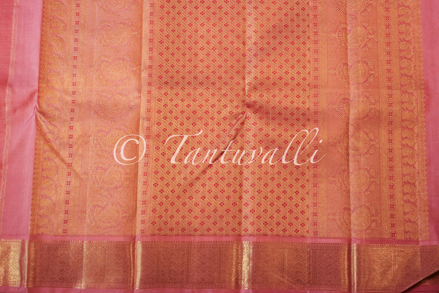 Kumkum Red with Lotus Pink Small Korvai